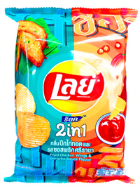 Thumbnail for Lays 2 in 1 Fried Chicken Wings & Sriracha Sauce Flavor Thailand