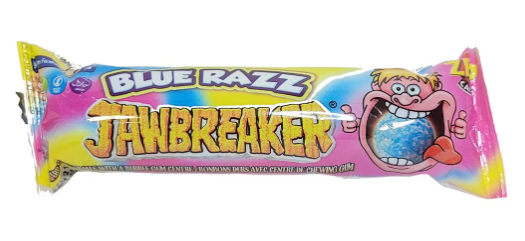 Blue Razz Jawbreakers Hard Candy with Bubble Gum