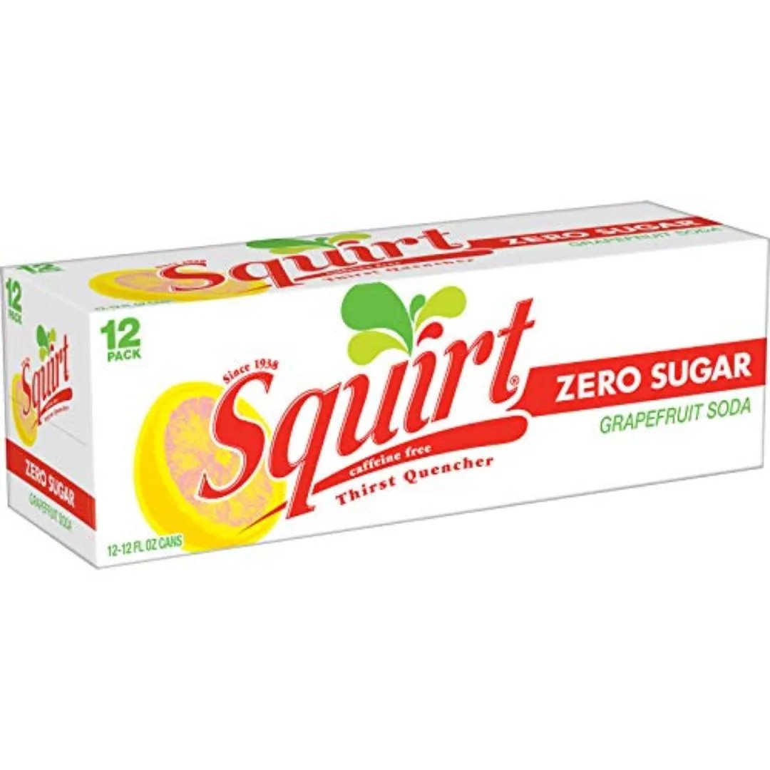 12 pack Squirt Grapefruit Zero Sugar Soda - Soda Pop (not for sale) from Squirt, TSAED, Cases, 12 Pack, Zero Sugar