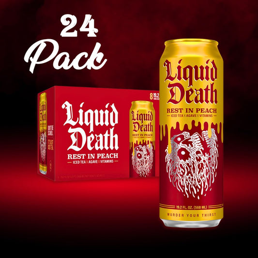 Liquid Death Rest in Peach 24 Pack Drink Soda Pop (not for Sale) Liquid Death, 24 Pack, Cases