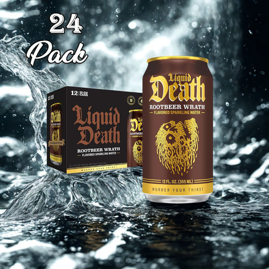 24 Pack Liquid Death Rootbeer Wrath Flavor Cans (12 Oz) Soda Pop (not for Sale) Mundet, latest