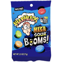 Thumbnail for Warheads Mega Sour Booms! Fruit Chews Peg Bag 71g
