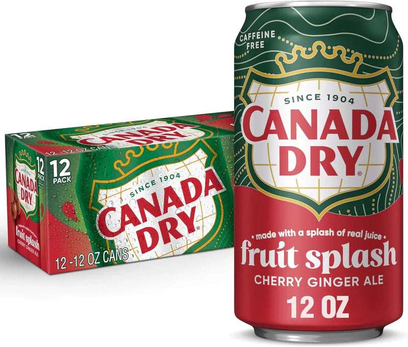 12 Pack Canada Dry Fruit Splash Cherry Ginger Ale