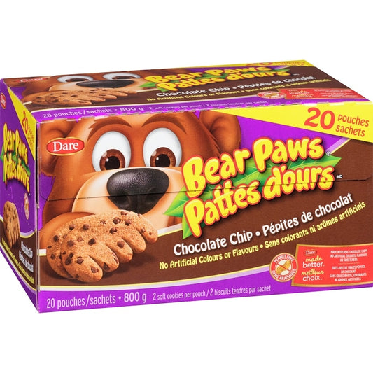 Dare Bear Paws Chocolate Chip Cookies 800g Box Snacks/Chocolates (not for sale) Dare ,Trending Products