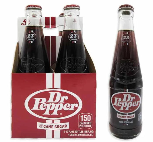 Dr. Pepper Nostalgic 4 Glass Bottles Soda Pop Keurig Dr Pepper company, TSAED