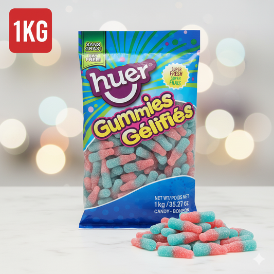 Huer Sour Bubblegum Bottles 1 Kg Candy Huer , Bulk Candies, Bulk