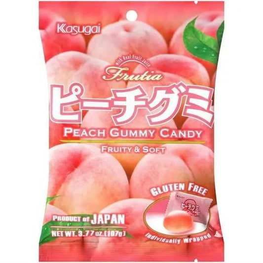 Kasugai Peach Gummy Candy Gluten Free Candy Kasugai, TSAJS, TSAAS