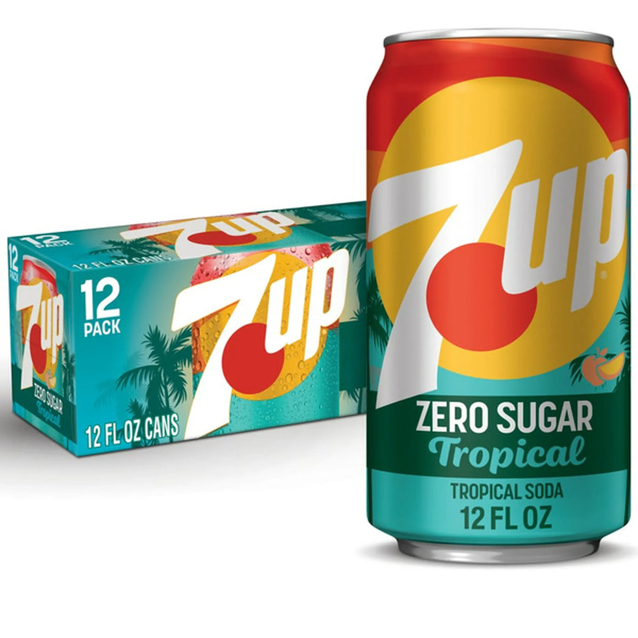 12 pack 7UP Zero Sugar Tropical