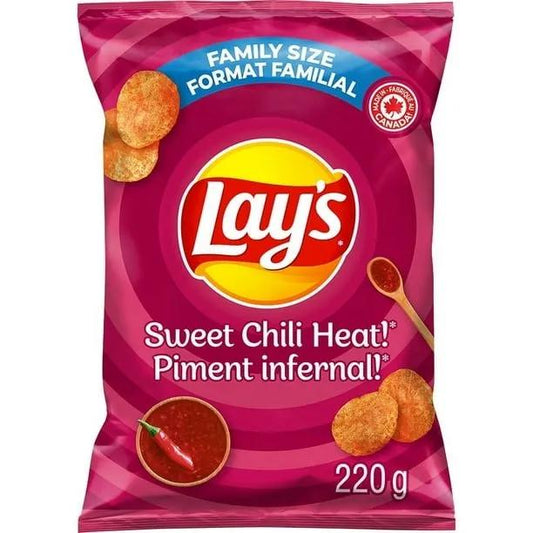 Lay's Sweet Chili Heat Potato Chips, 220g Canadian Lays, TSAAS, TSASN&CH, TSAISC, TSAIS, usabestseller