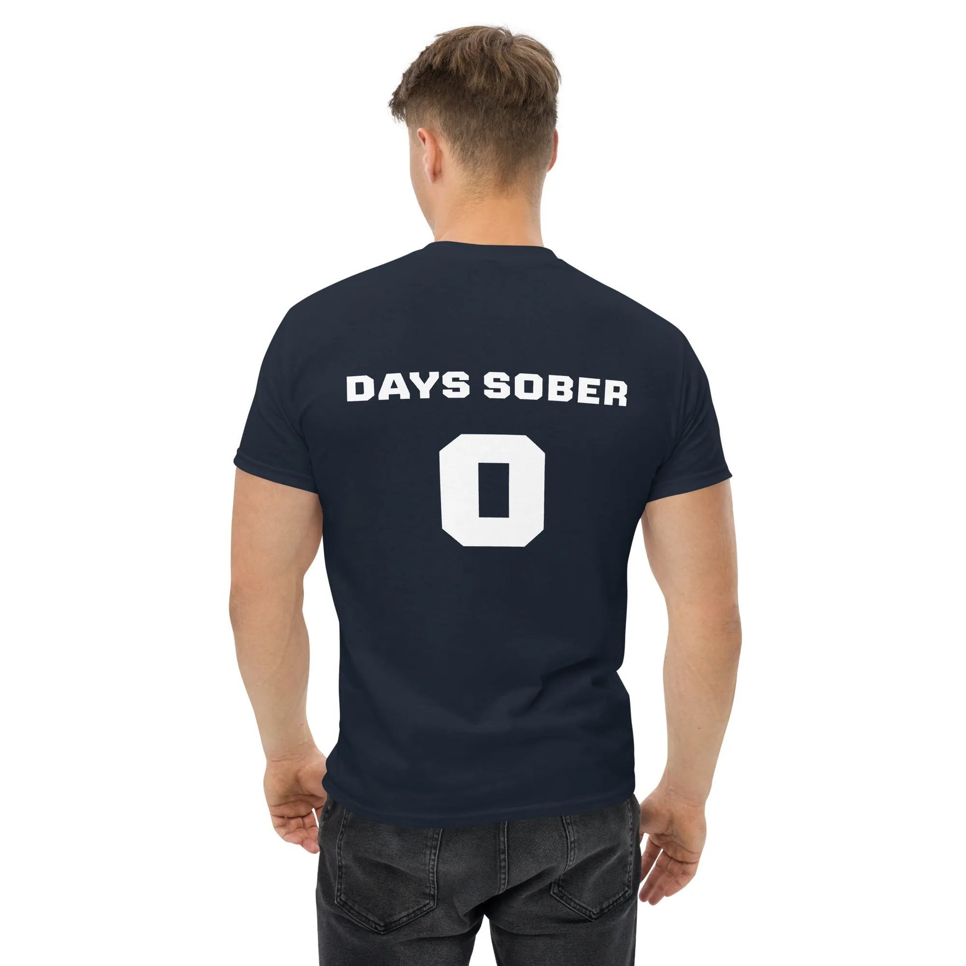 Days Sober Zero Funny Tshirt Navy Quirky Stuff Jersey Funny, TSAGIF