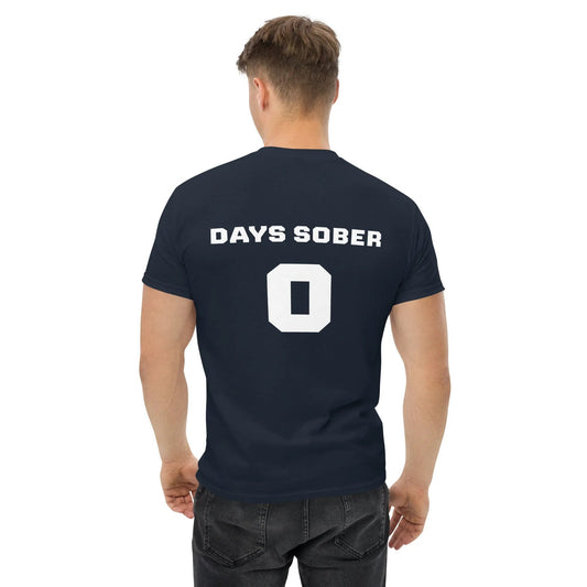 Days Sober Zero Funny Tshirt Navy Quirky Stuff Jersey Funny, TSAGIF