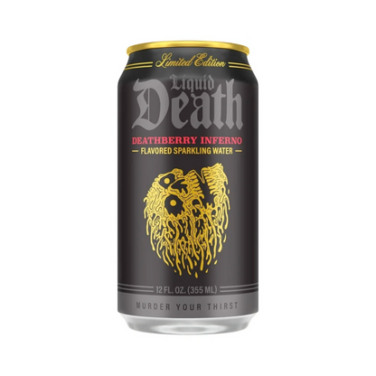 24 Pack Liquid Death Deathberry Inferno (12 Oz) Soda Pop Liquid Death, 24 Pack, Cases