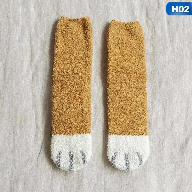 Plush Cat Paws Socks Brown Quirky Stuff (not for sale) Cat Socks