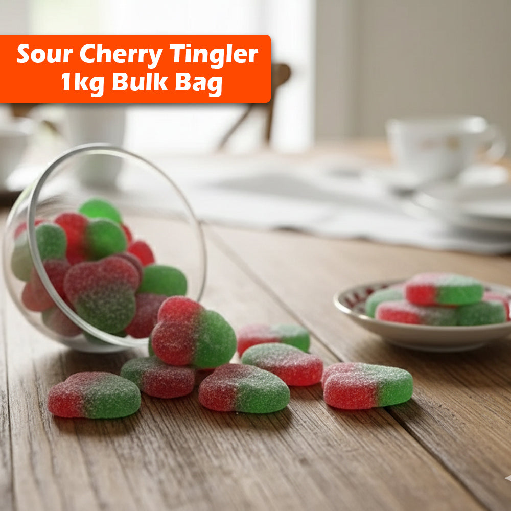 Sour Cherry Tingler Candy 1kg Bulk Bag Candy Gummy Zone, TSGZC, Bulk Candies, Bulk