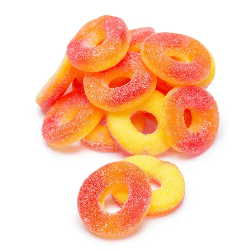 Sweet and Sour Peach Gummy Rings Candies 1kg Bulk Bag Candy Gummy Zone, TSGZC, Bulk Candies, Bulk