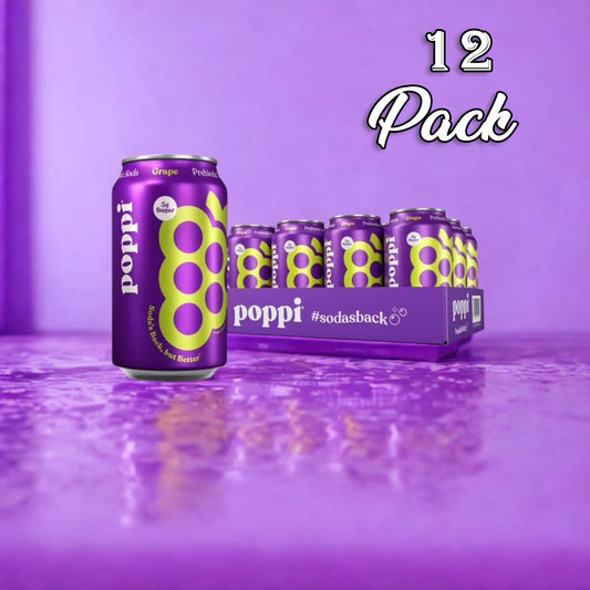 12 Pack - Poppi Grape Soda Pop (not for Sale) Poppi, 12 Pack, Cases