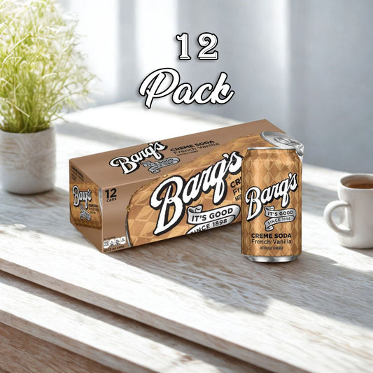 12 Pack Barq's French Vanilla Cream Soda Soda Pop Barqs, TSAED, cases, 12 Pack, Bestseller Drinks