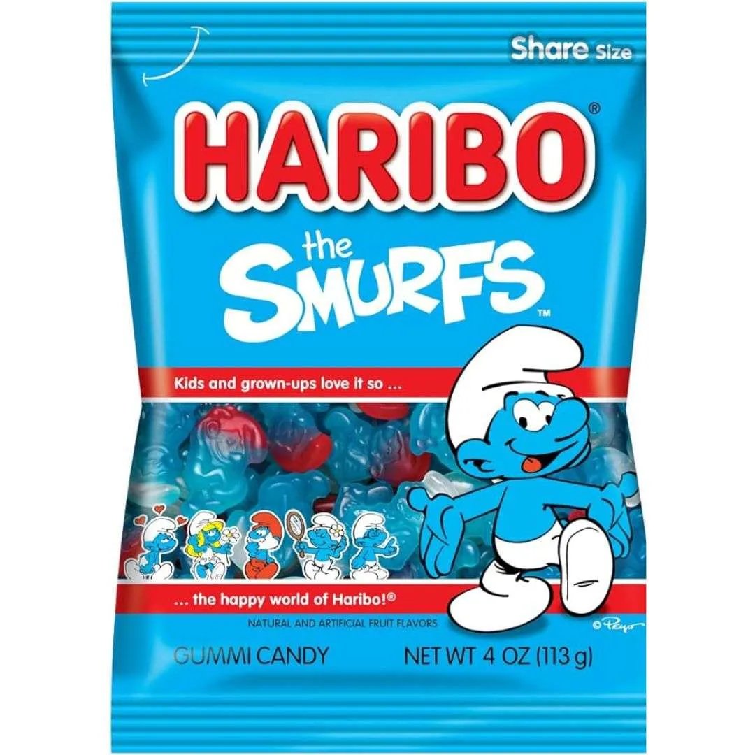 12 Pack Haribo Smurfs 142g - Candy from Haribo, TSARC, TSASN&CH, bulk