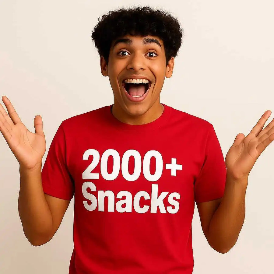 A young man with dark, curly hair wearing a red t-shirt.
